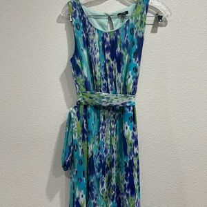 Apt. 9 Vibrant Blue and Green Midi Dress Sleeveless size Small